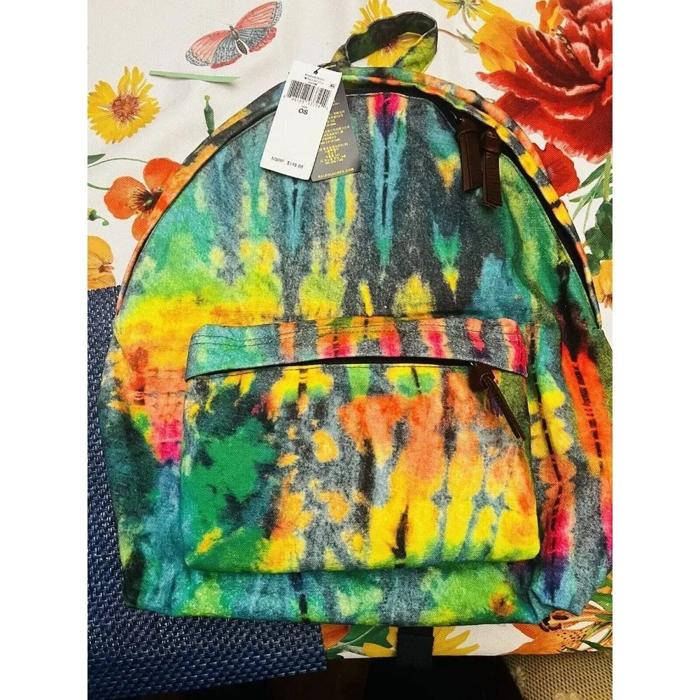 POLO Ralph Lauren Canvas Tie Dye Canvas Backpack Adult Bookbag MSRP $148